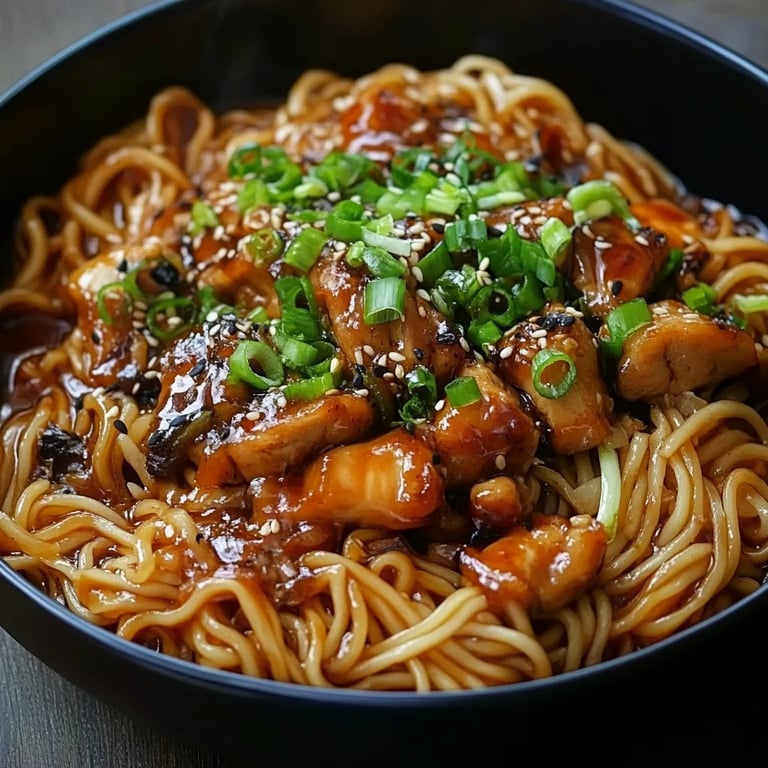 Sticky Garlic Chicken Noodles