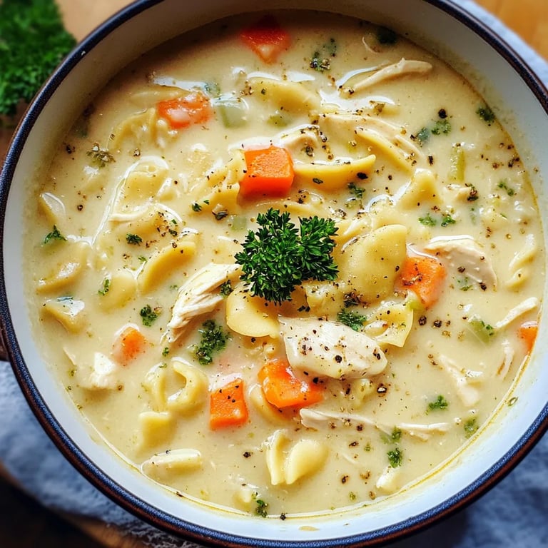 One Pot Creamy Chicken Noodle Soup