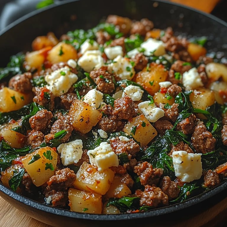 Frigideira de Carne Moída com Espinafre e Feta: Uma Receita Incrível e Definitiva