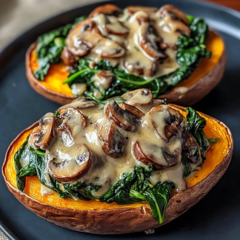 Creamy Mushroom and Spinach Stuffed Sweet Potatoes: An Amazing Ultimate Recipe