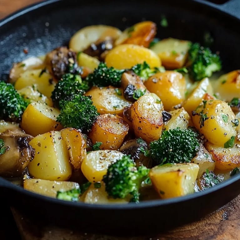 Brokkoli Kartoffel Pfanne mit Pilzen