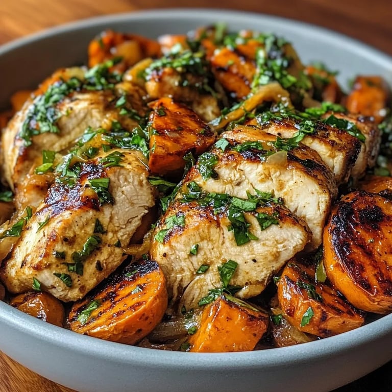 Maple Dijon Chicken & Sweet Potato Bowls