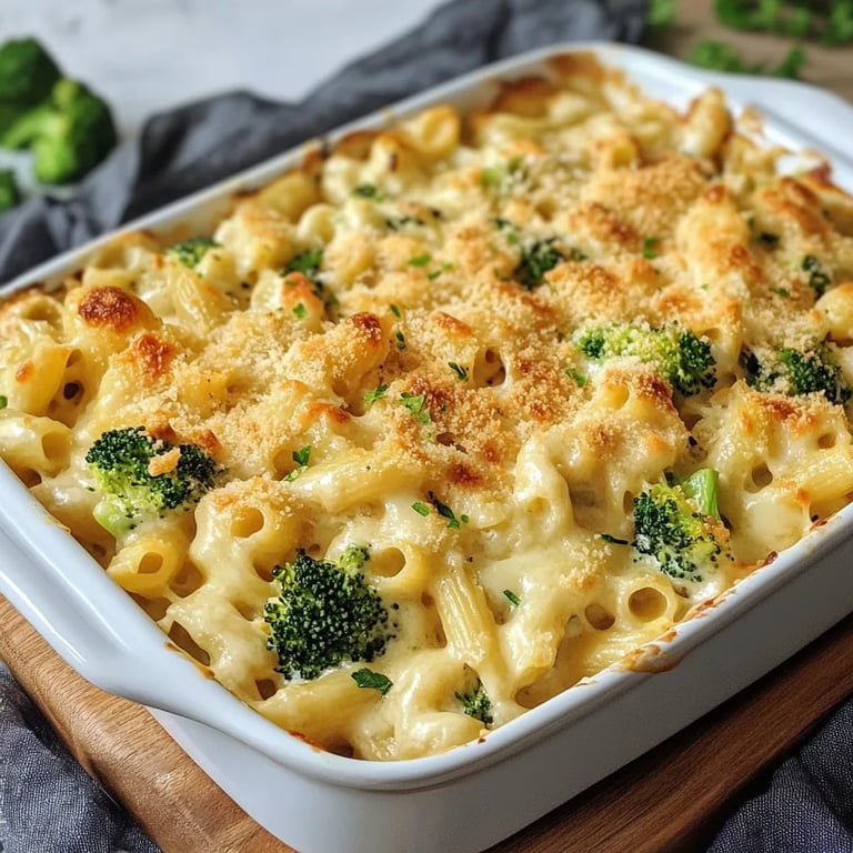 Hähnchen-Nudelauflauf mit Brokkoli