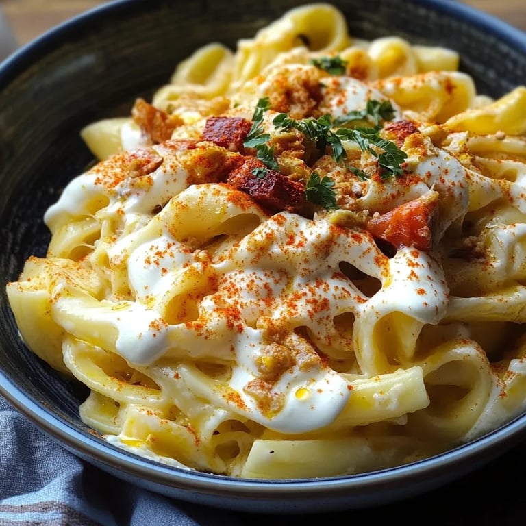 Nudeln mit Paprikabutter & Knoblauch Joghurt