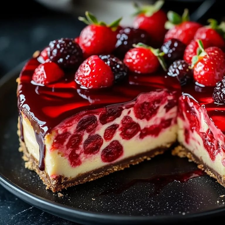 Schokoladekäsekuchen mit Erdbeeren