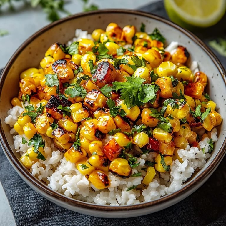 Street Corn Hähnchen Reis Bowl
