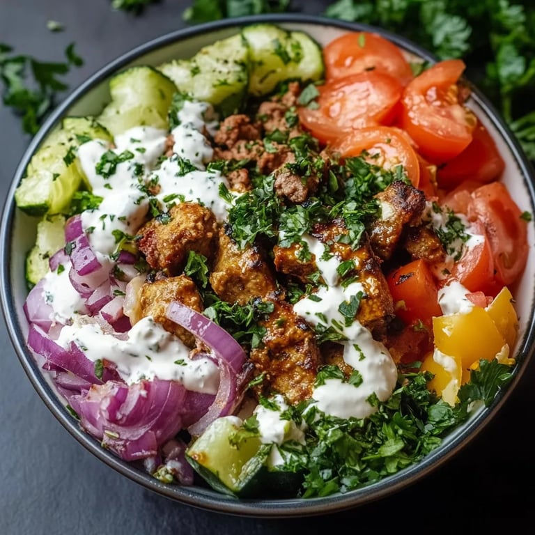 Kebab-Bowl mit hohem Eiweißgehalt