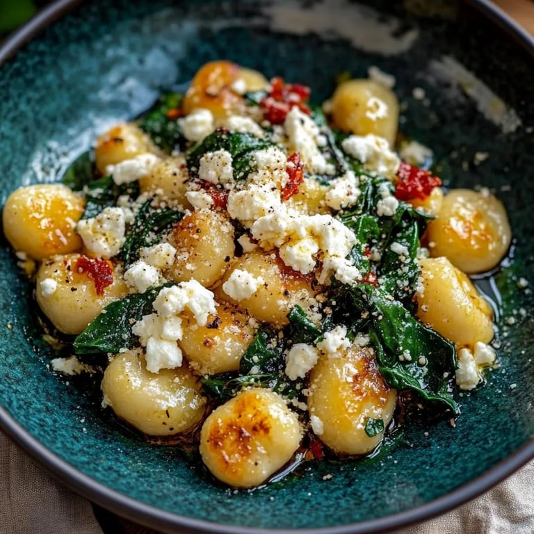 Cremige Gnocchi mit Spinat und Feta