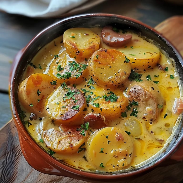 Kartoffelgulasch mit Würstchen