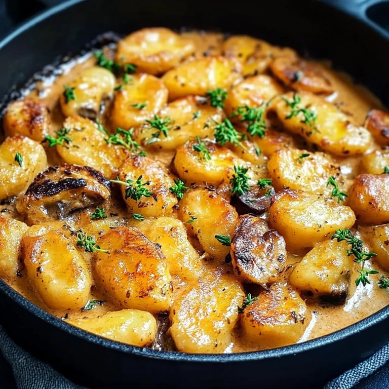 Schnelle und cremige Gnocchi-Pilz-Pfanne in 15 Minuten