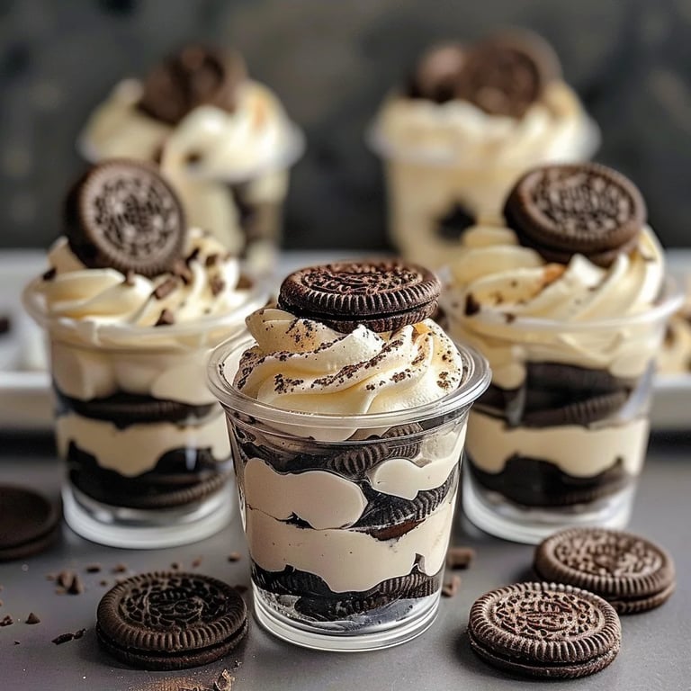 Mini Oreo Dessert Cups with Whipped Cream Cheese Filling