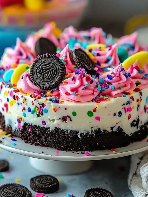 No-Bake Funfetti Oreo Icebox Cake