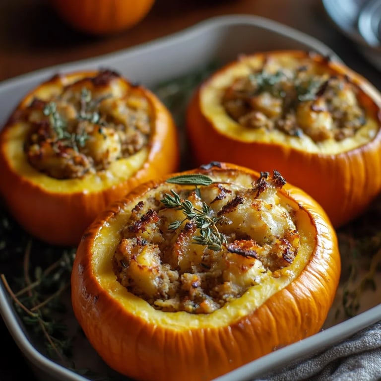 Ground Turkey & Brown Butter Sage Stuffed Pumpkins