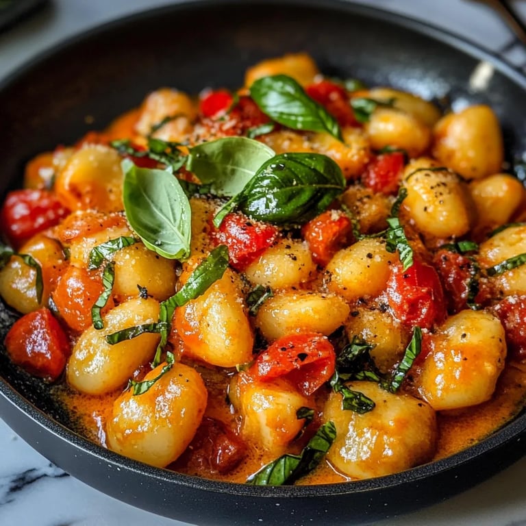 Cremige Gnocchi mit gerösteten Tomaten