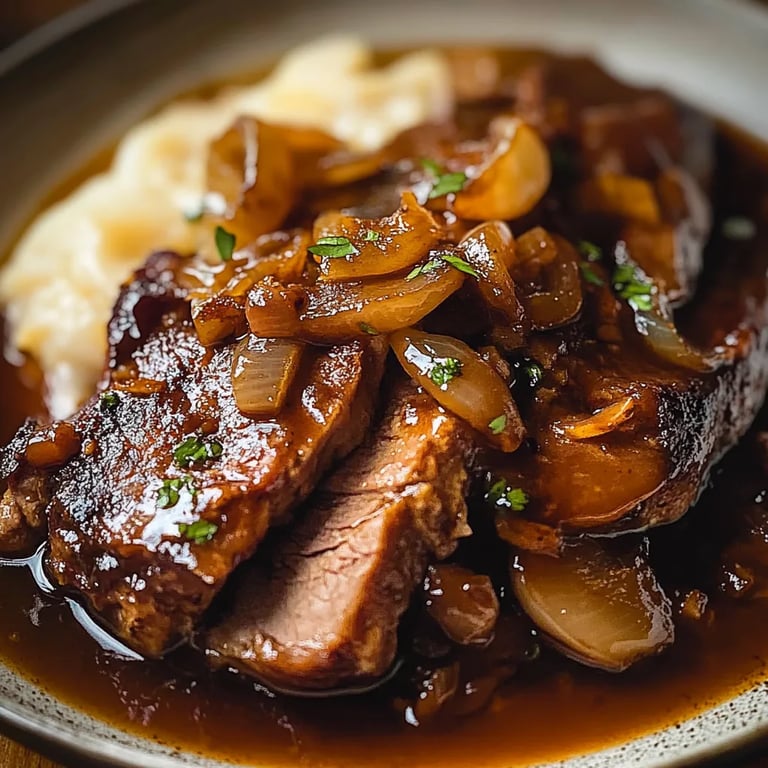 Rinderbrust in Balsamico-Zwiebelsauce