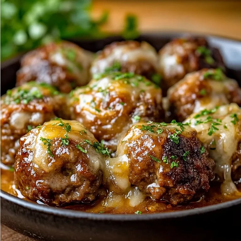 French Onion Meatballs with Savory Onion Sauce