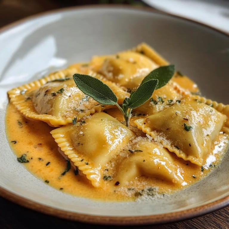 Pumpkin Ravioli w/ Brown Butter Sage