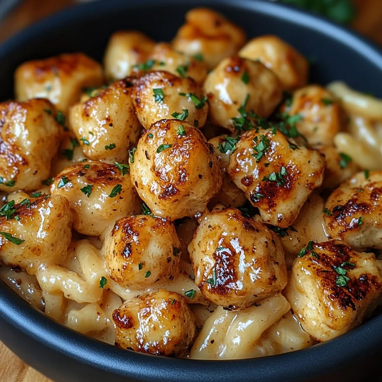 <p>Knoblauchbutter-Hähnchenstückchen mit cremiger Pasta: Ein Unglaubliches Ultimatives Rezept</p>