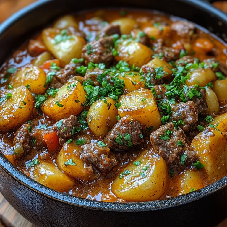 Carne de Res y Papas con Queso en una Sola Olla: Una Increíble Receta Esencial