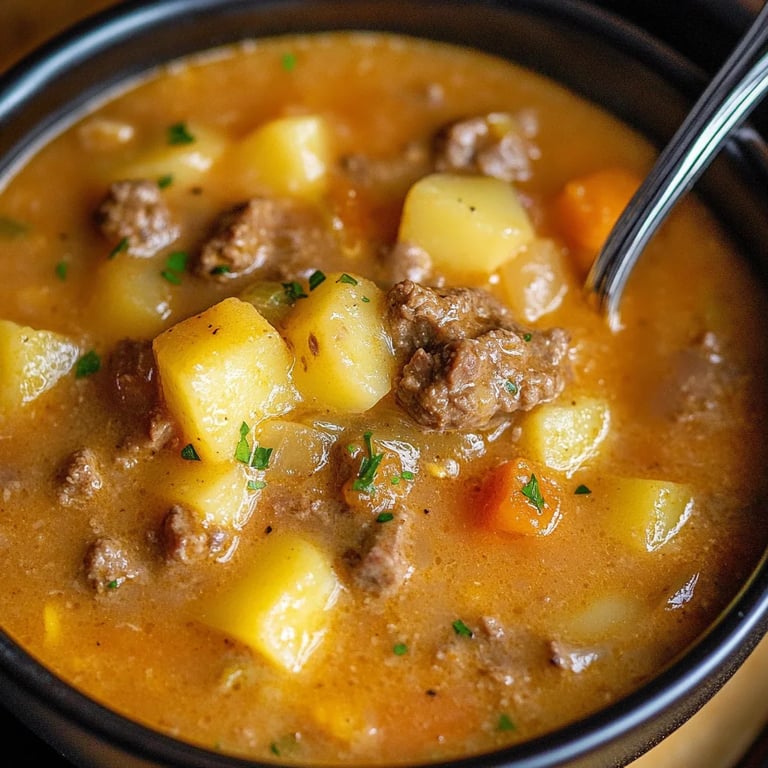 Cheesy Beef & Potato Soup
