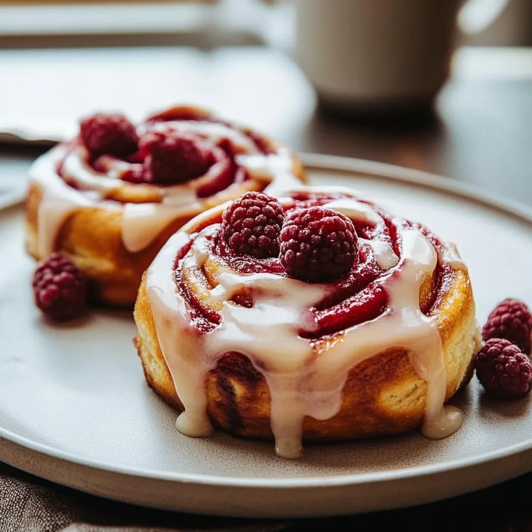 Raspberry Cinnamon Rolls with Lemon Glaze