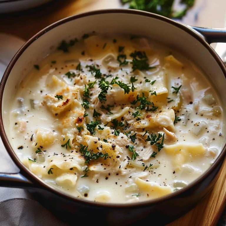 Creamy White Chicken Lasagna Soup