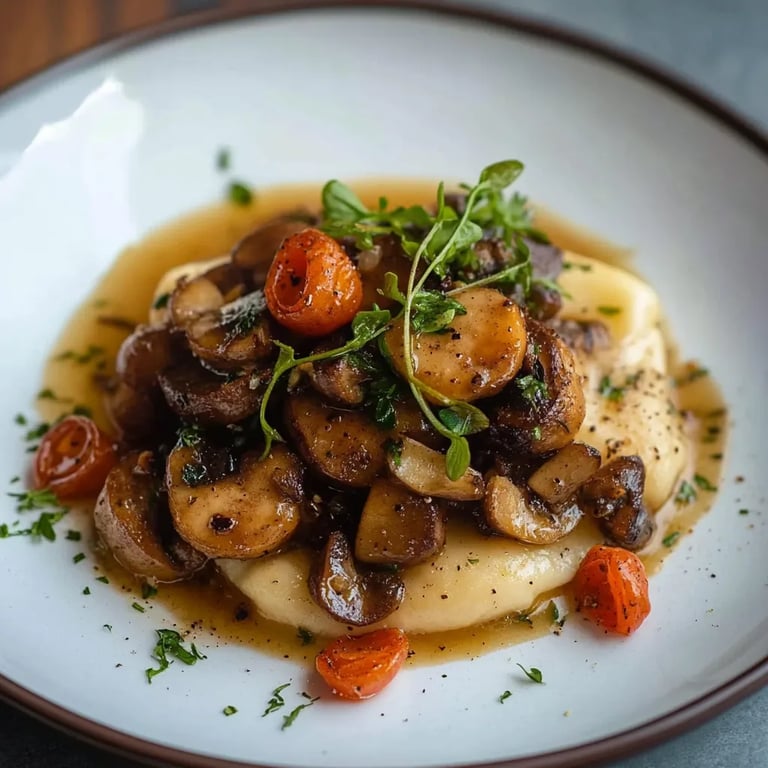 Blumenkohl-Pastinakenpüree mit Pilzsoße