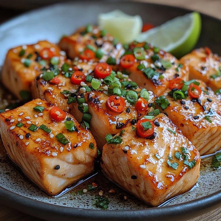 Bocados de Salmón en Freidora de Aire con Salsa Dulce Picante Tailandesa: Una Increíble Receta