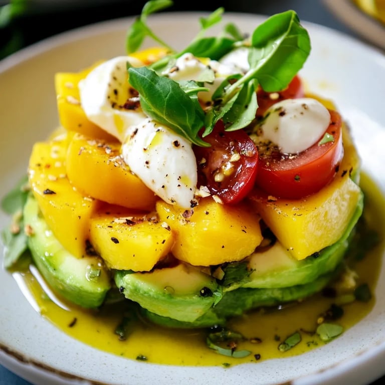 Avocado-Mozzarella-Mango-Salat mit Orangenvinaigrette