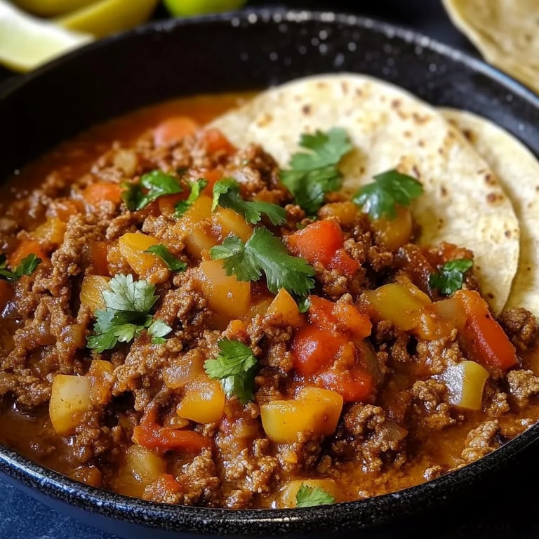 Homemade Picadillo with Flour Tortillas