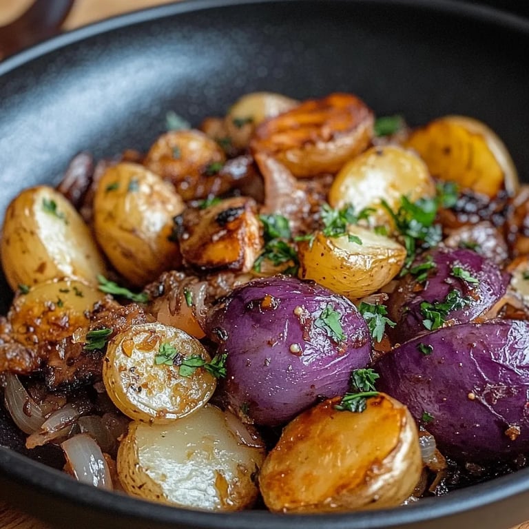 Rotkohl-Pfanne mit Kartoffeln