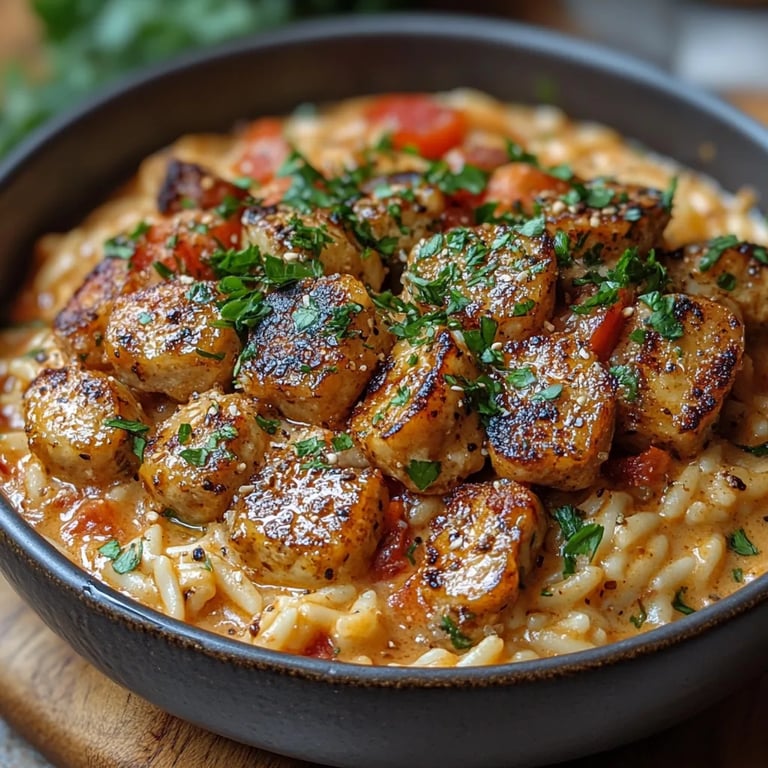Orzo Cremoso de Tomate con Filetes Crujientes: Una Increíble Receta Esencial