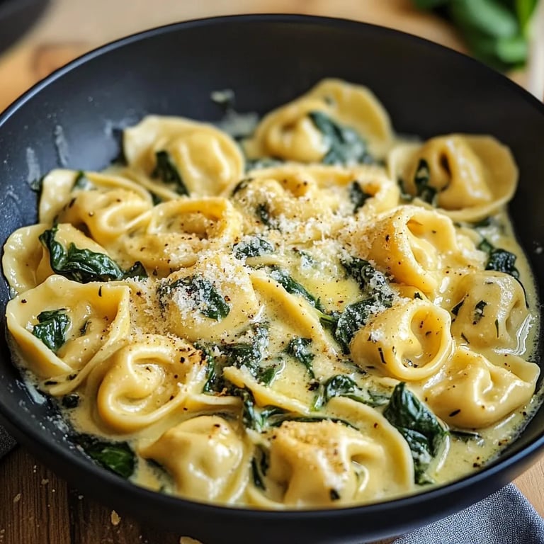 Cremige Tortellini mit Spinat-Frischkäsesauce