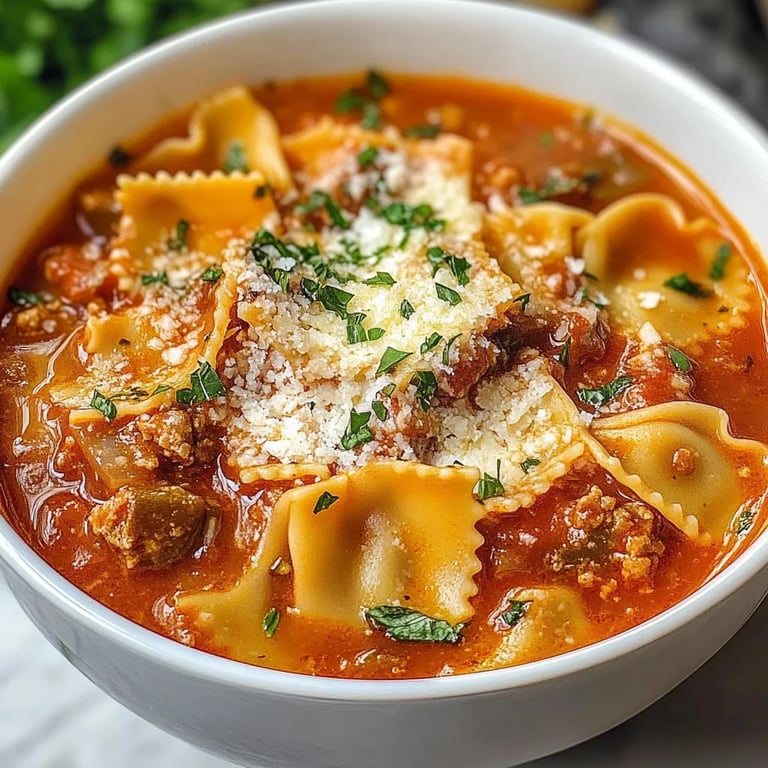 Homemade Lasagna Soup With Bow Tie Pasta