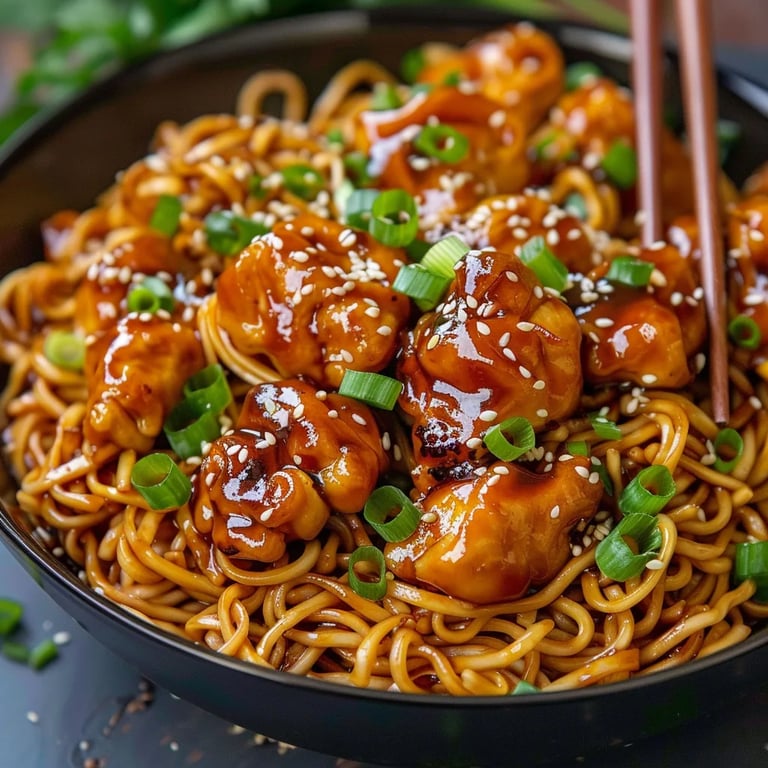 Sticky Garlic Chicken Noodles