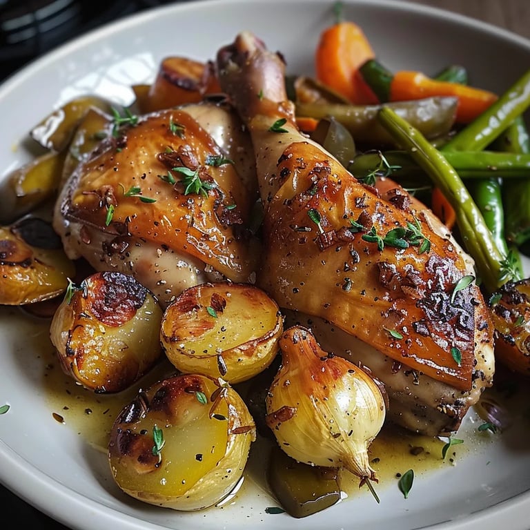 Cuisses de poulet et légumes au four