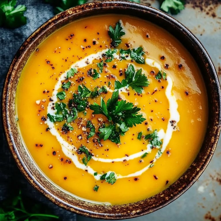 Pikante Butternut-Kürbis Süßkartoffelsuppe