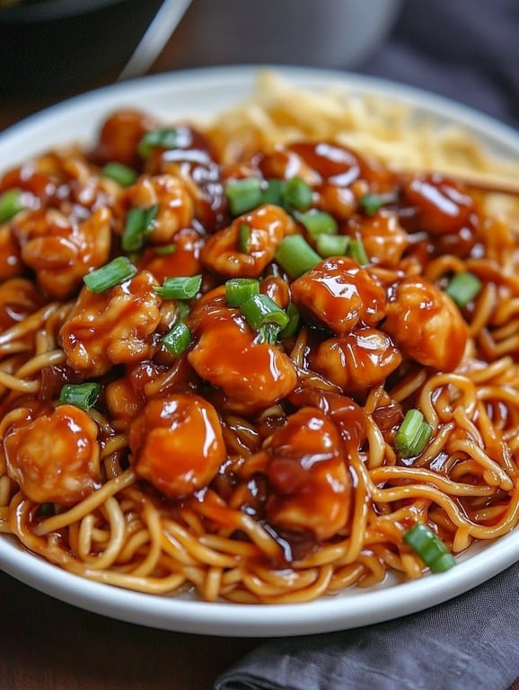 Sticky Garlic Chicken Noodles