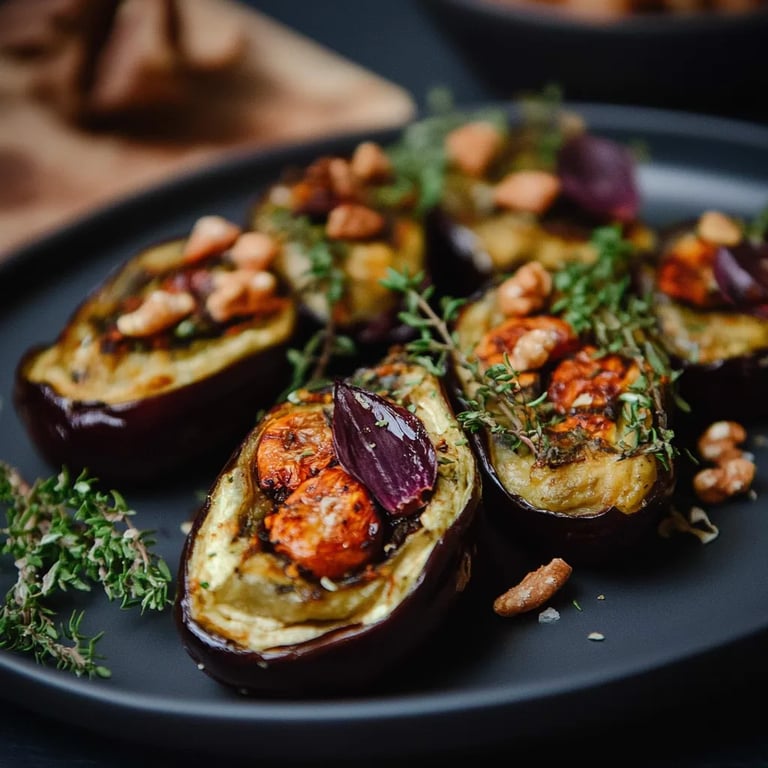 Gefüllte Auberginen mit Walnusspaste