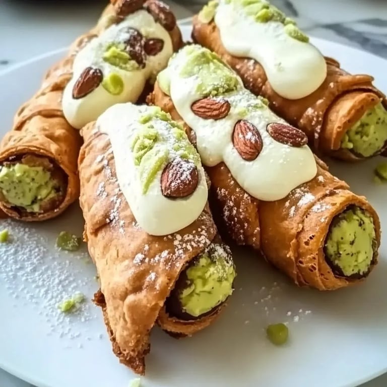 Pistazien-Cannoli mit Mascarpone-Füllung