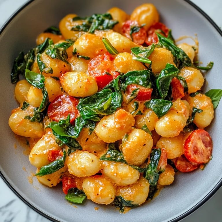 Schnelle Gnocchi-Pfanne mit Tomate & Spinat