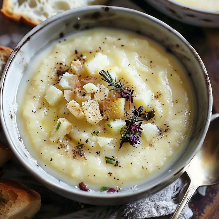 Festliche Pastinaken Apfel Suppe mit Cheddar