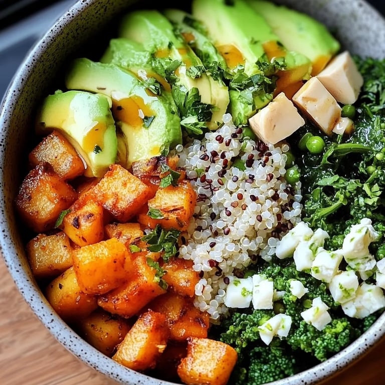 Süßkartoffel-Buddha-Bowl mit Grünkohl und Quinoa