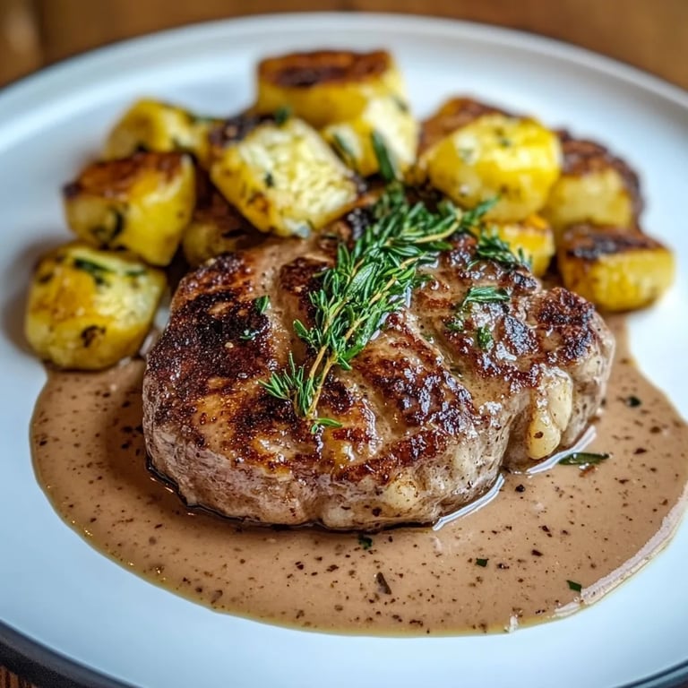 Blumenkohlsteak mit cremiger Pfefferrahmsauce