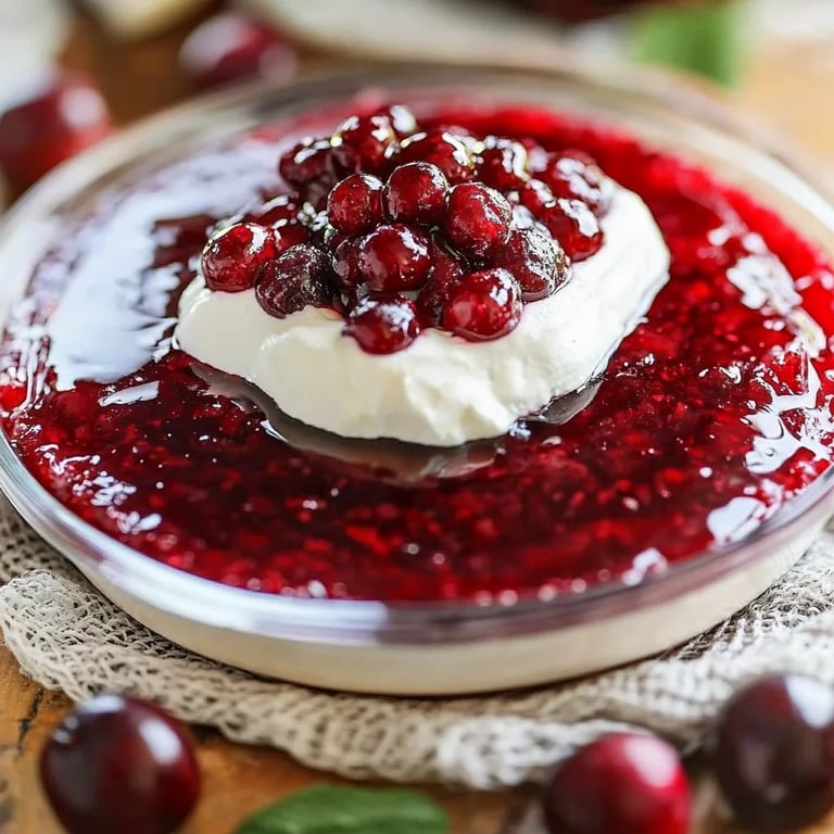 Cranberry Jello Salad with Cream Cheese Topping