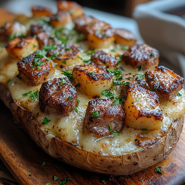 Papa Asada Rellena con Trozos de Bistec: Una Increíble Receta Última