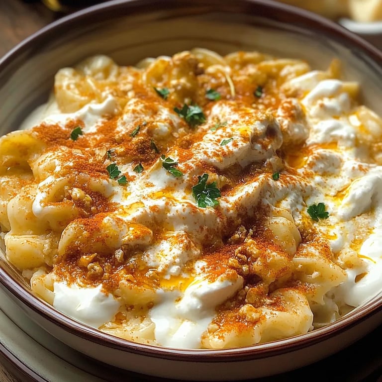 Nudeln mit Paprikabutter & Knoblauch Joghurt