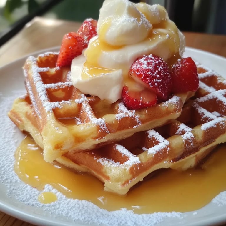 Apfel-Zimt-Waffeln mit Vanillesauce