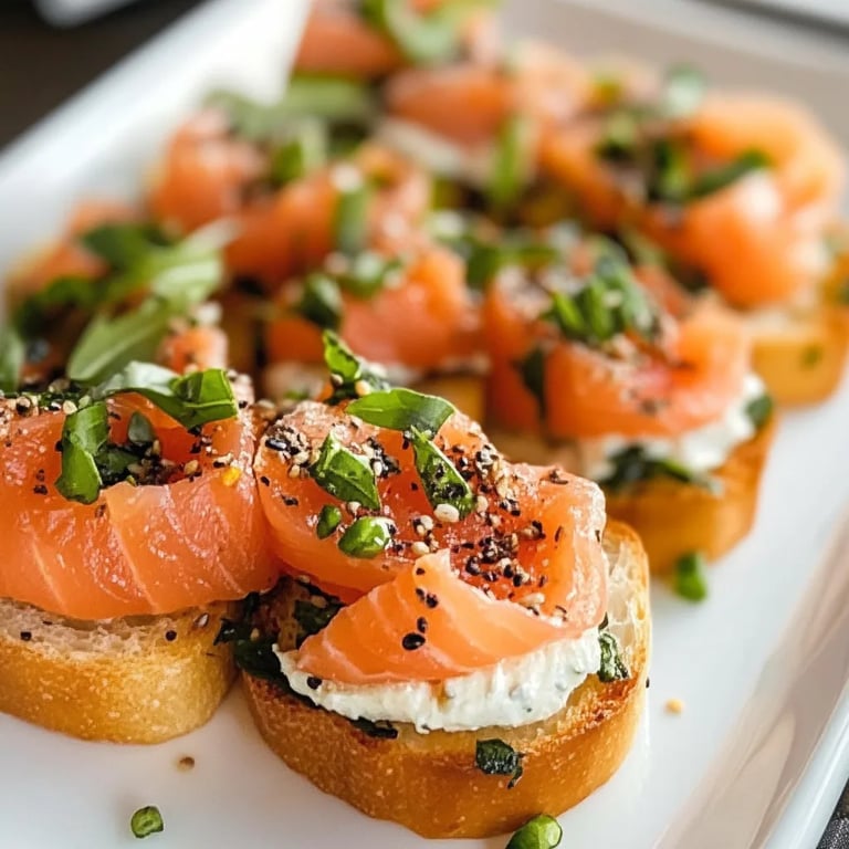 Smoked Salmon Crostini with Garlic Herb Cream Cheese