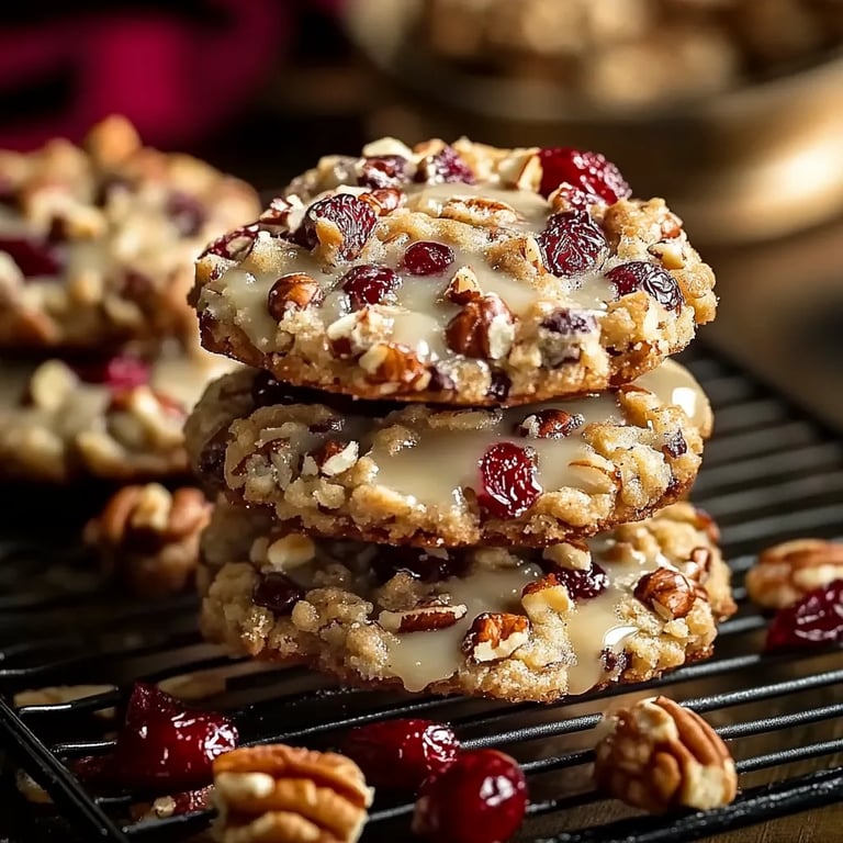 No-Bake Cranberry Pecan Praline Cookies